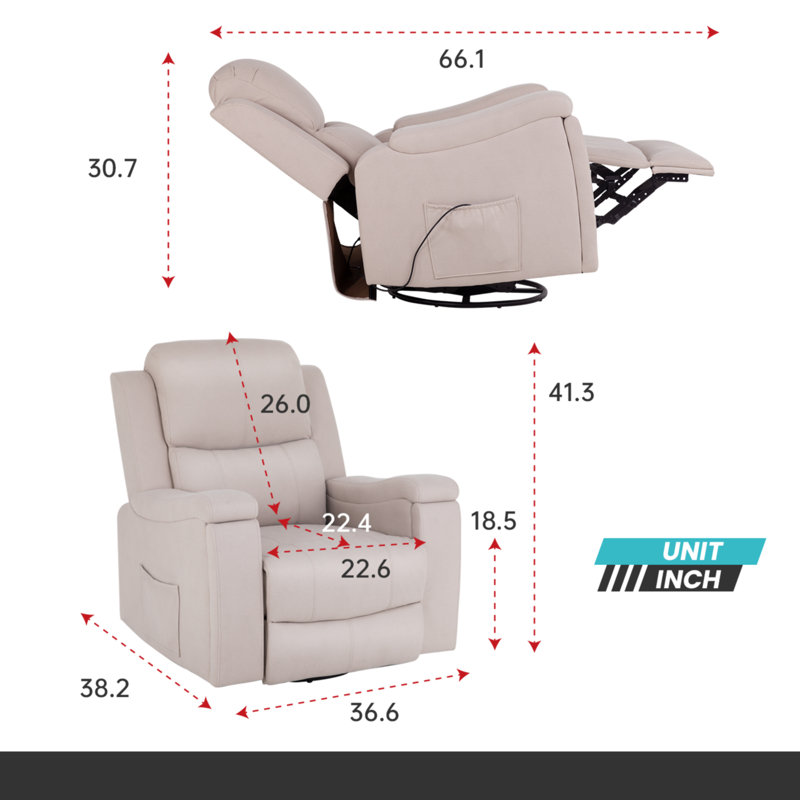 Mercury Row® Faux Leather Manual Recliner with Heat and Massage